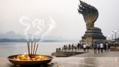 เลขธูป 197 โผล่กลางพิธีบวงสรวงเต๋า ภูศิลป์ ที่พญาศรีสัตตนาคราช นครพนม คนแห่ส่องเลข