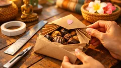 ไอเดียห่อคุกกี้วาเลนไทน์ด้วยซองสีน้ำตาล พับจีบหีบเพลงน่ารัก ทำง่ายมาก